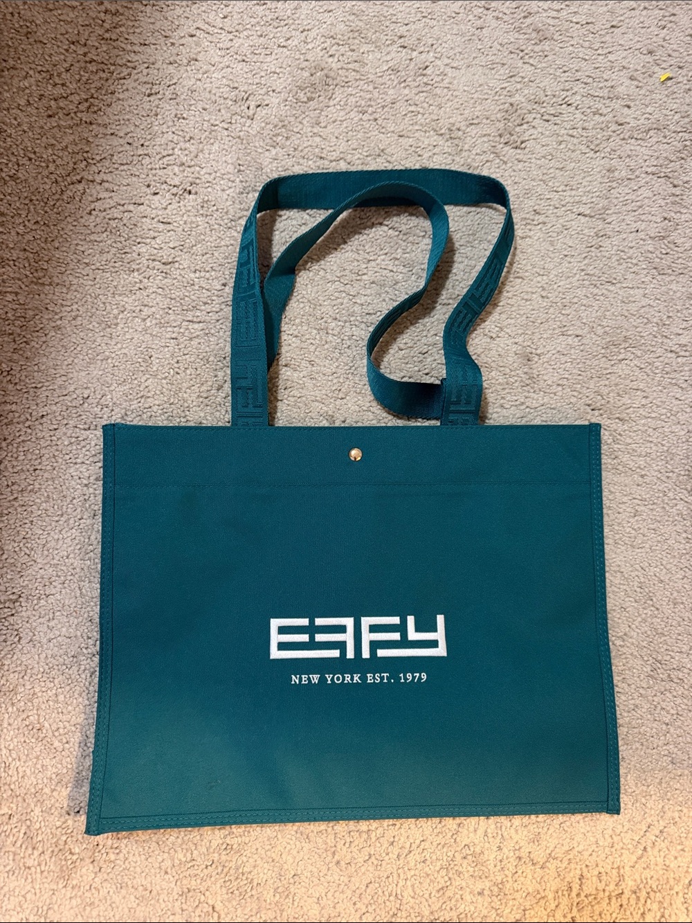 & Other Stories Teal Canvas Tote with White Logo